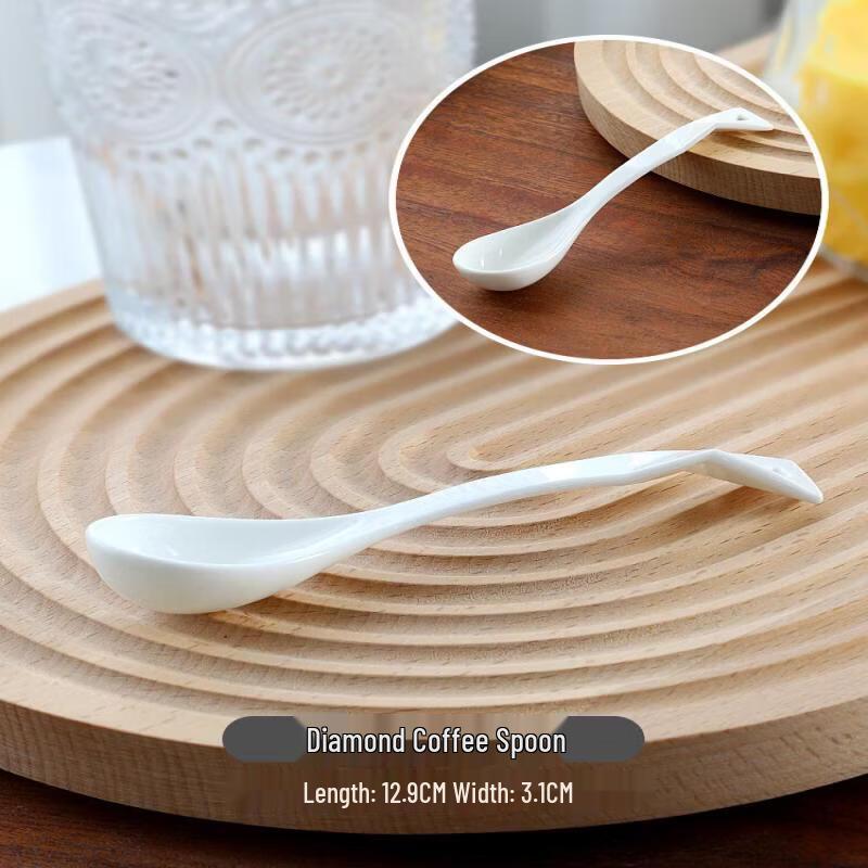 UOSO Pure White Ceramic Long-Handle Spoons