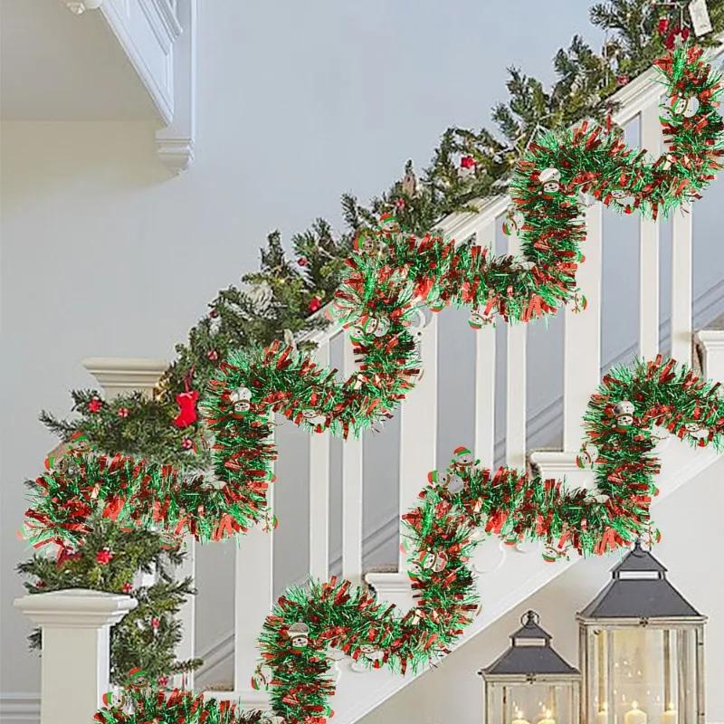 2/20M Christmas Color Ribbons Garland DIY Xmas Tree Wrapping Ribbons Snowman Bear Cane Garland Strips New Year Party Decoration