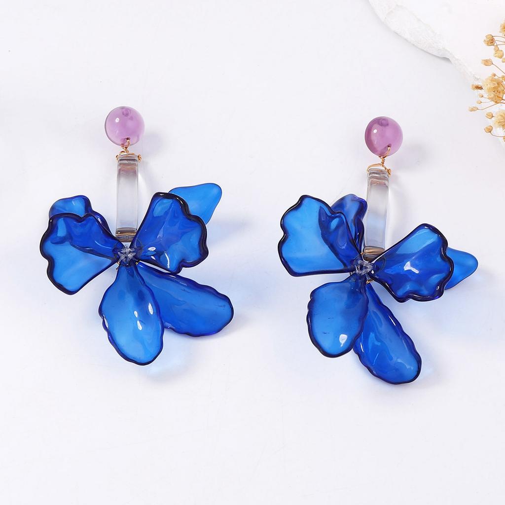 Bohemian Personality Trend Creative Design Sense Exaggerated Acrylic Flower Leaf Earrings Women