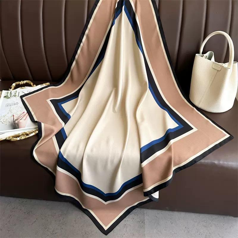 Spring Scarf Women's Luxury Design Polyester Material Smooth Scarf Soft Shawl Beach 90x90cm