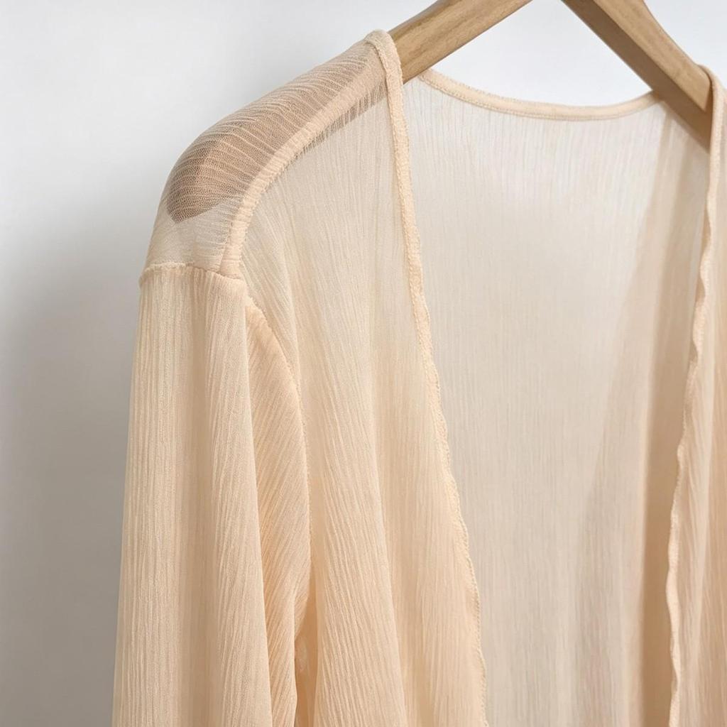 2026 Summer Sheer Ice Silk Bow Cardigan with Sun Protection