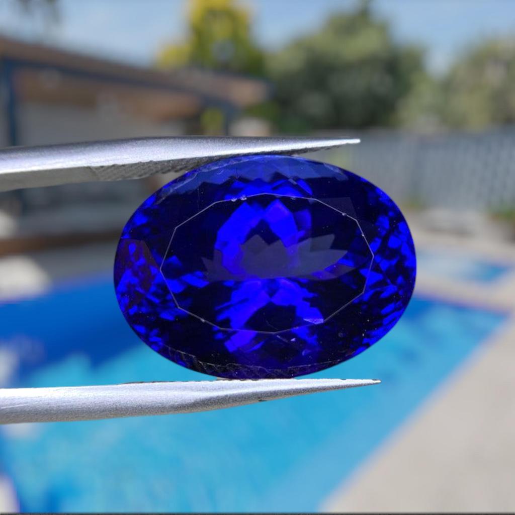 Huge Size Deep Blue Top Color Eye Clean Tanzanite Gemstone, Loose Oval Cut Gemstone.