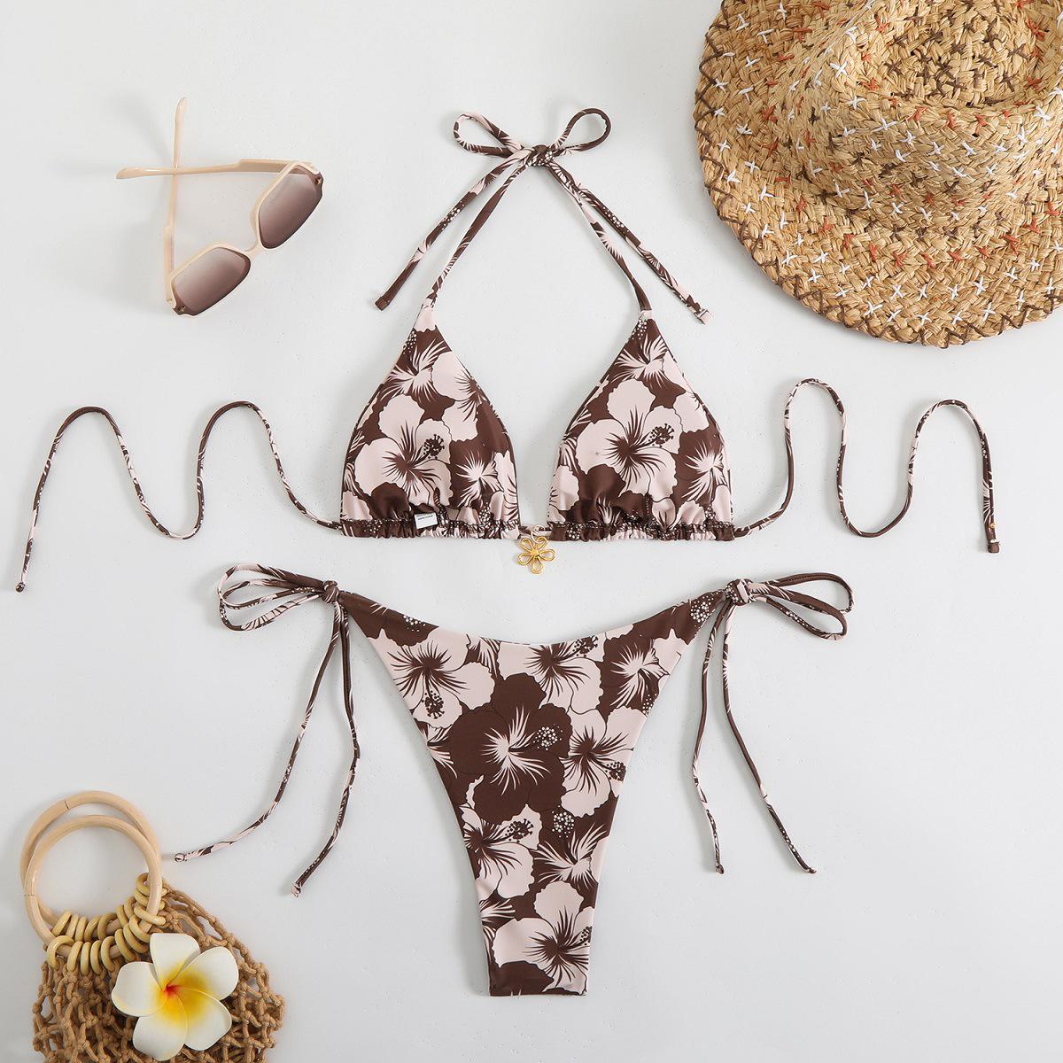 

European & American Style Sexy Split Bikini - 2025 Halter Three-Point Swimsuit Large