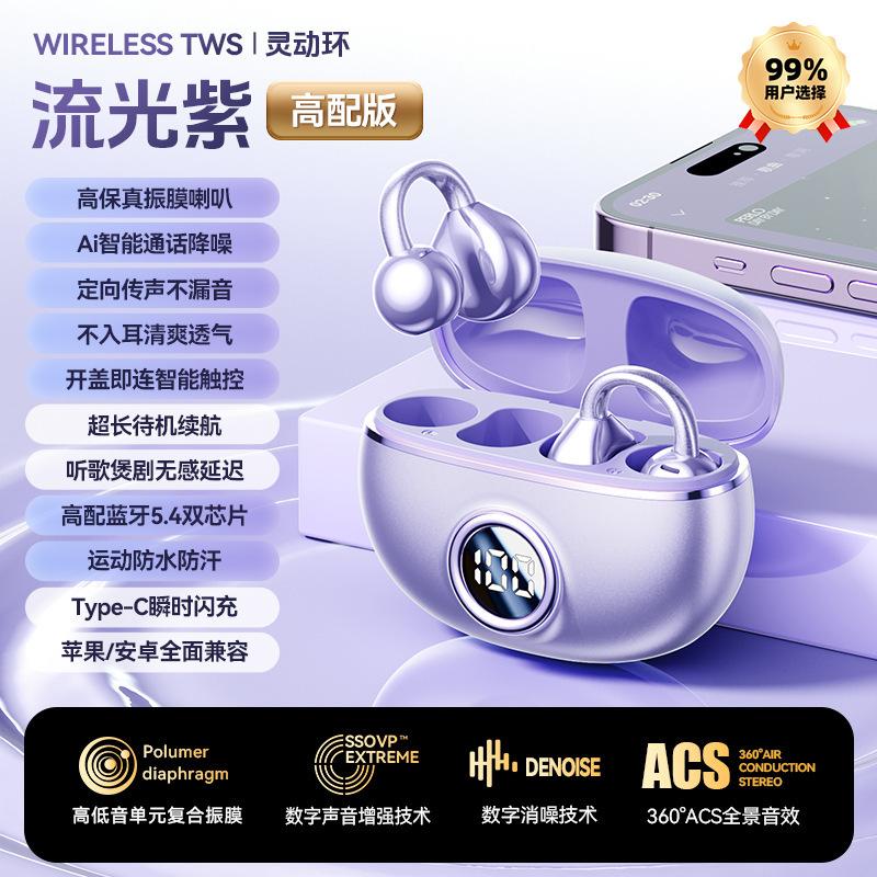 Digital Wireless Ear Clip Bluetooth Headset, Not In the Ear, Long Battery Life, Open Headset Private Mode