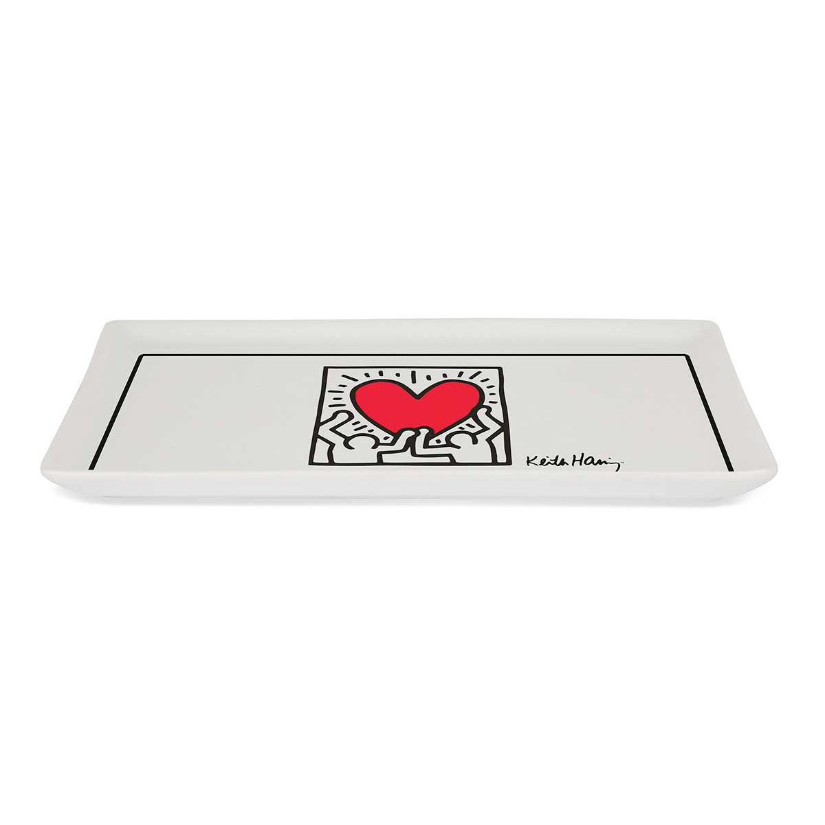 

Keith Haring [R6889] - Красно-белый фарфоровый поднос Keith Haring (танцоры-сердце) - 19x9см красный