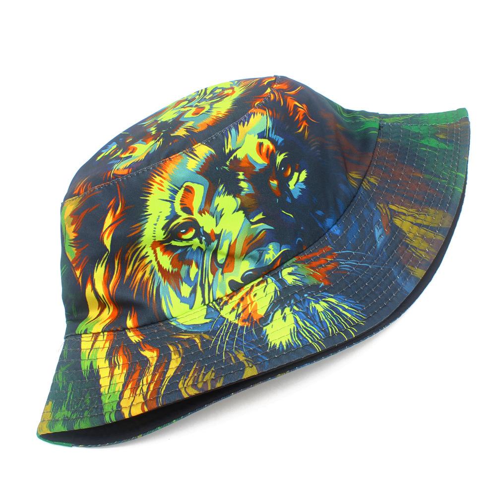 Trendy Lion Print Bucket Hat for Spring/summer Outdoor Breathable Bare-faced Sunshade Hat, Suitable for Men and Women, Couples, Casual Pot Hat