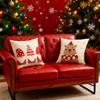 Christmas Decorative Throw Pillow Cover Velvet Material Santa Claus Cartoon Pattern Embroidered Cushion Cover Holiday Home Sofa Decor 45x45 cm