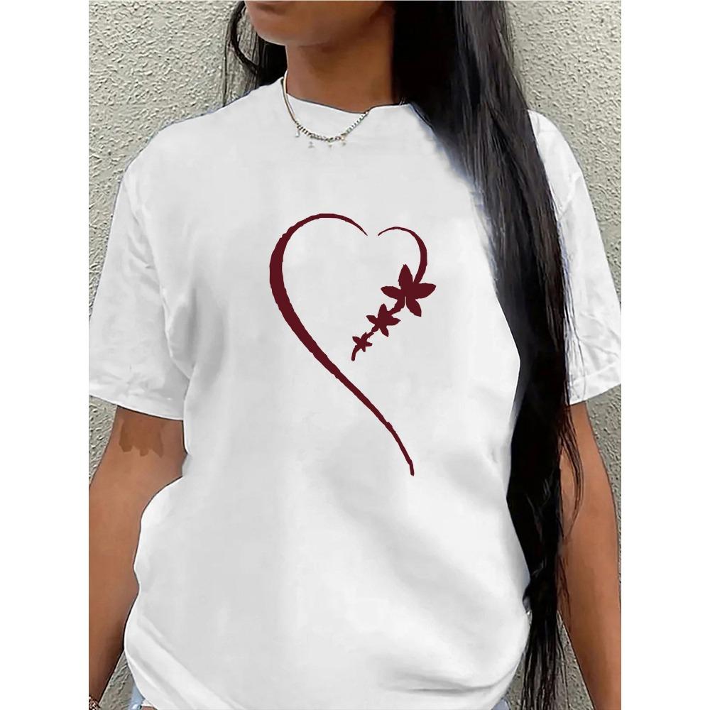 

Sleeve T-Shirt with Red Heart Design Made of Fiber Durable for Wear in Home or Restaurant Settings Comfortable S