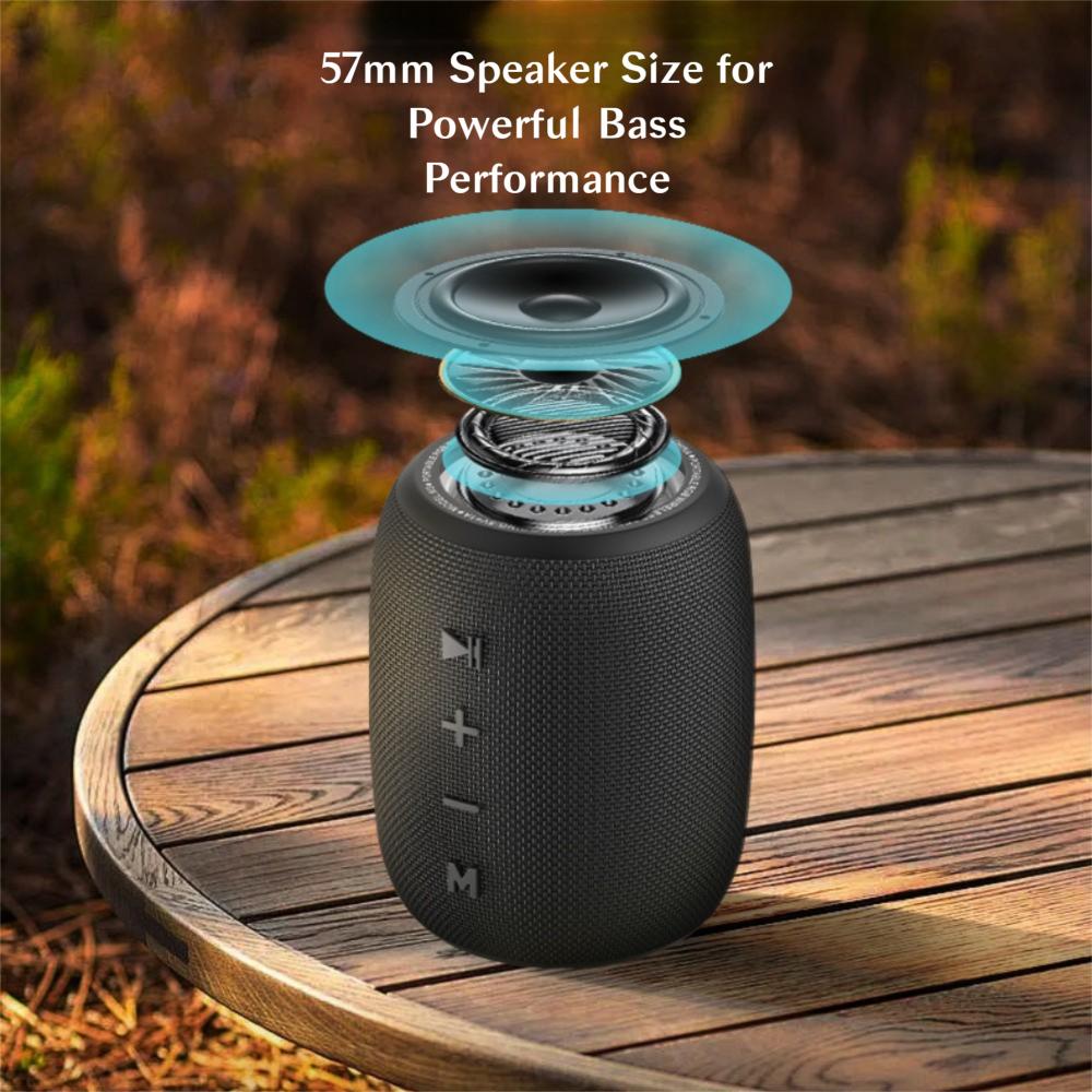 Přenosný venkovní Bluetooth reproduktor | IPX6 vodotěsný, 1500mAh dlouhá výdrž baterie, 57mm basy a barevná světla