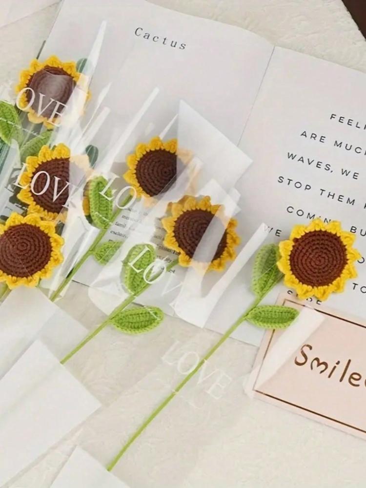 1pc Hand Woven Sunflowers, Artificial Flowers, Handmade Flowers, Home Decor, Party Layout