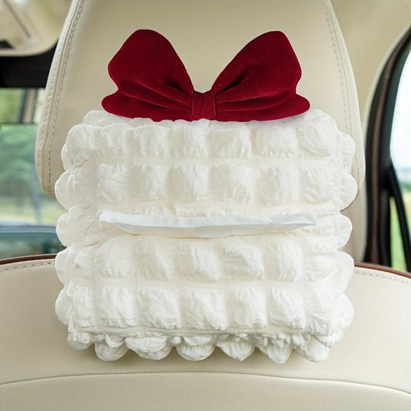 1pc Car Tissue Box, Creative Puffy Grid Car Multifunctional Seatback Tissue Drawer, Cute Decorative Car Tissue Holder