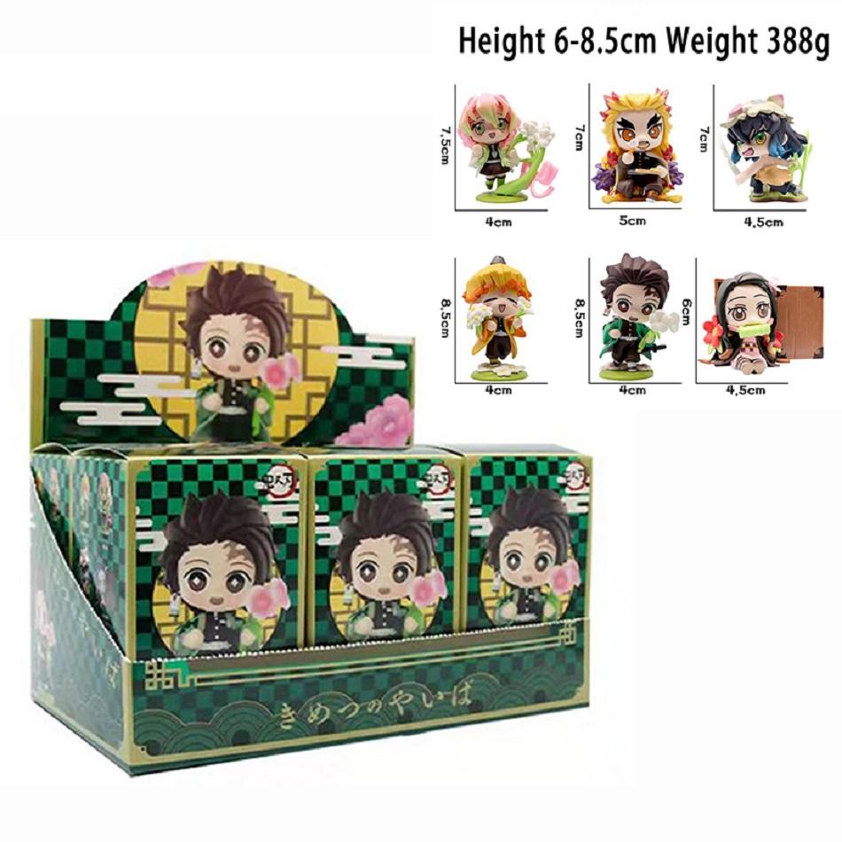 Demon Slayer Kimetsu No Yaiba Mystery Blind Box Niedliche Kawaii Figur Tanjirou Nezuko Kyoujurou Mitsuri PVC Modell Spielzeug Kinder Geschenke