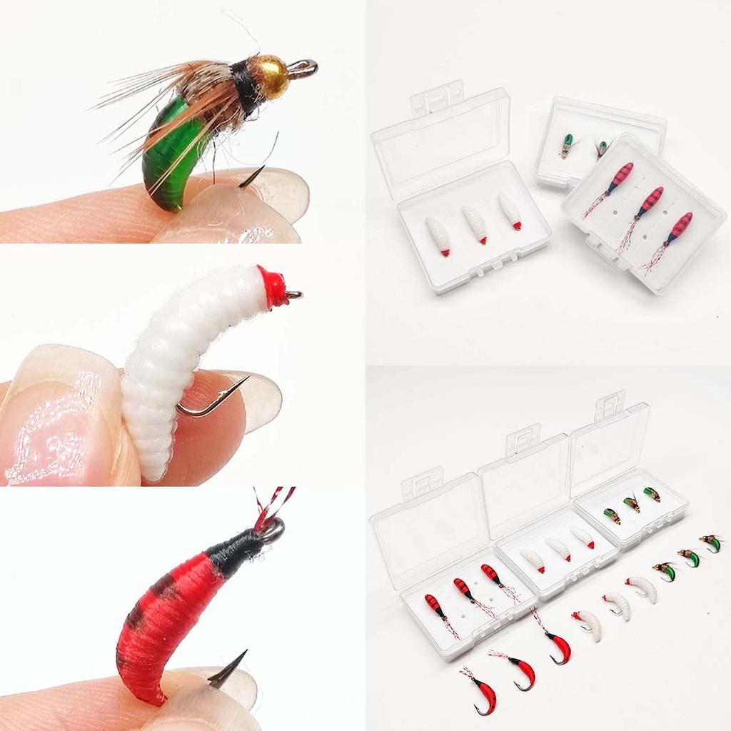 Fly Fishing Flies Bait-3Boxes Bundle(Total 9Pcs Flies)Nymph Bait Wet Fly Trout/Bass/Carp/ Fishing Lure With Flies Box