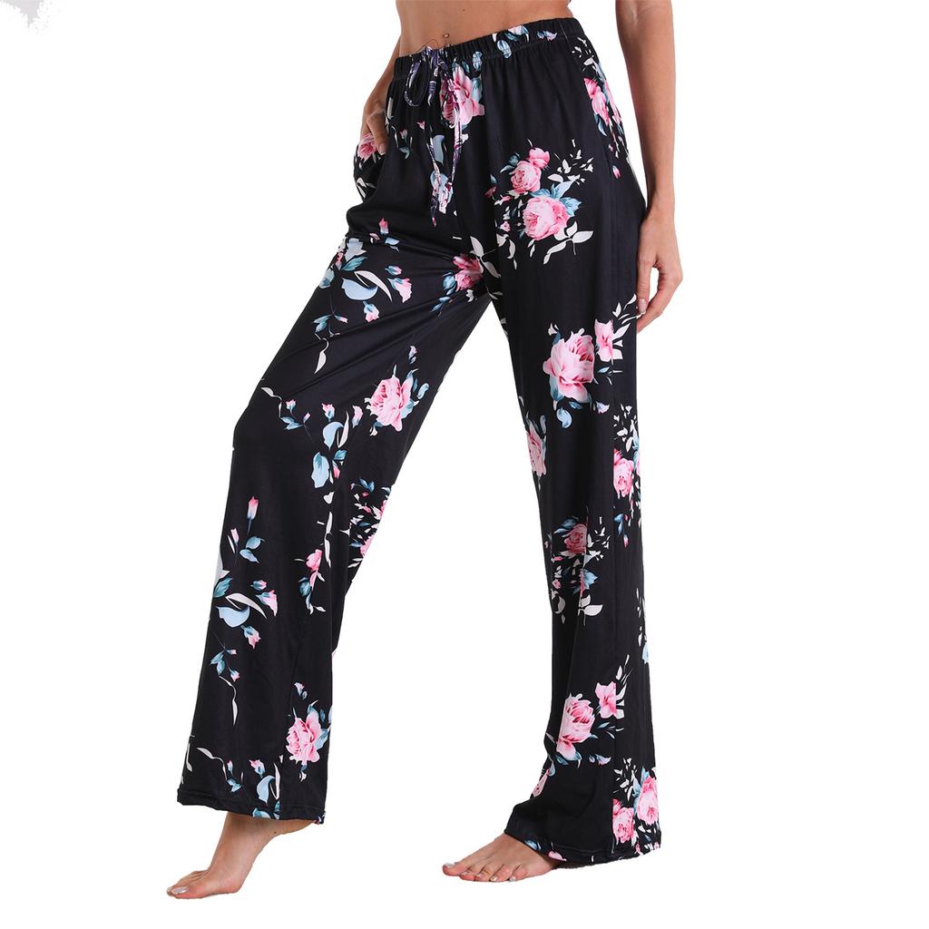 Women's Fashion Casual Print Elastic Waist Home Workout Sweatpants Straight Leg Pants