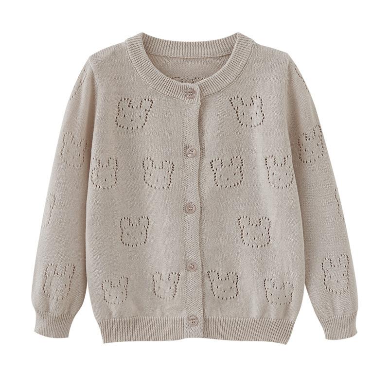 Girls' Small Jacket, Baby Sweater, Knitted Cardigan, Children's Top, Breathable Thin Shirt