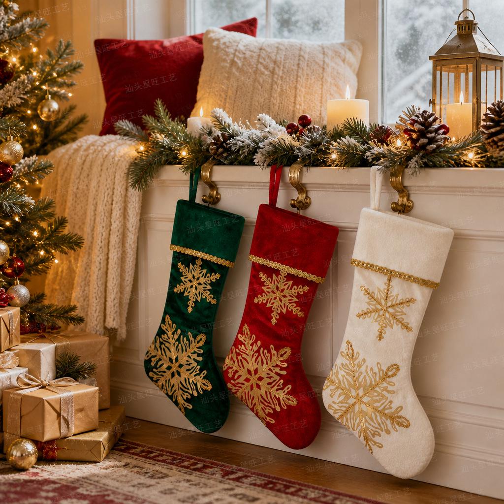 Velvet Christmas Stockings with Hot Stamping Gift Bags Ornaments