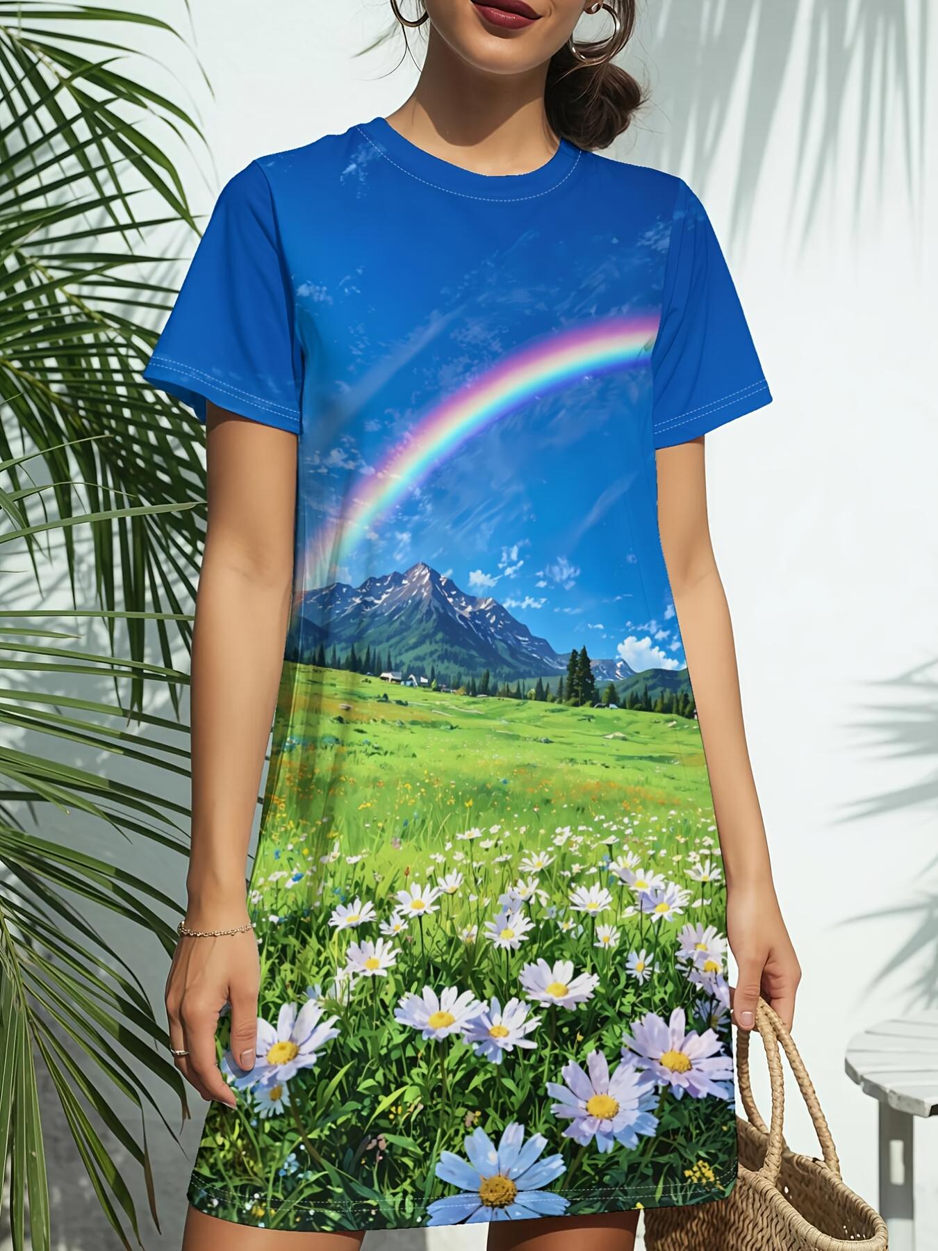 

Women S New Crew Neck Short Sleeve T-Shirt Dress. American Trend Digital Print. Casual ; Versatile for Spring And Summer. Elegant And Chic Women SDre M дубильная кора