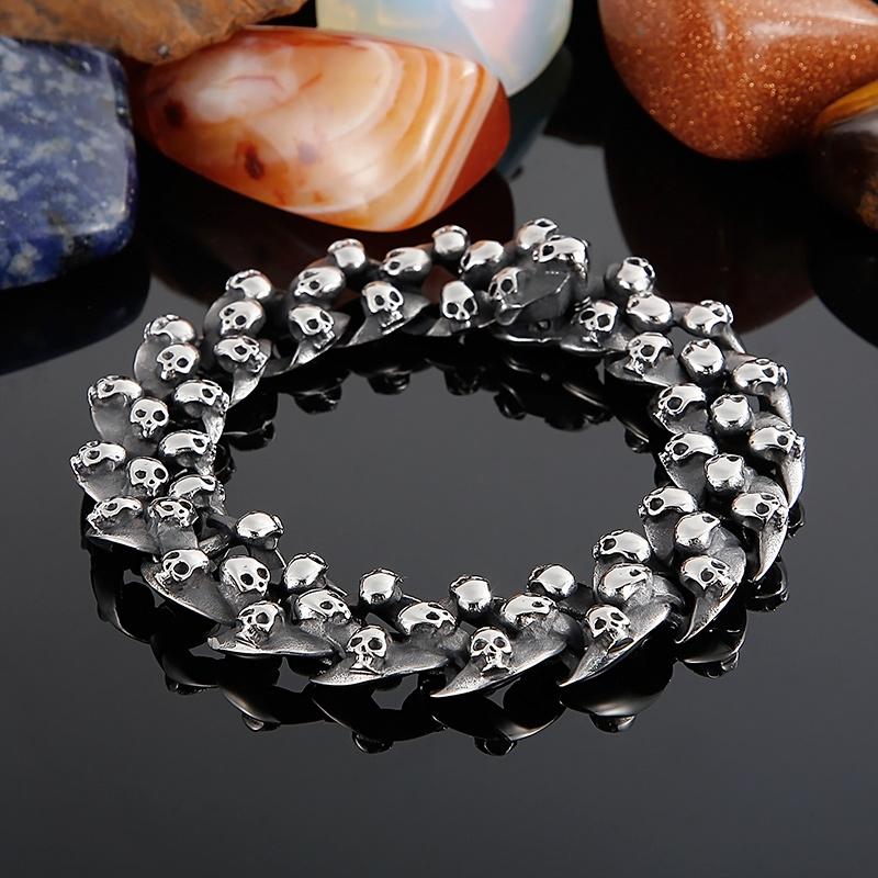 KALEN Punk Fine Jewelry Fashion Bracelets Men Multiple Style Chain Stainless Steel Skull Links Bracelet
