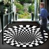 3D Three-Dimensional Black And White Grid Swirl Vertigo Carpet Creative Vision Living Room Foyer Round Floor Mat
