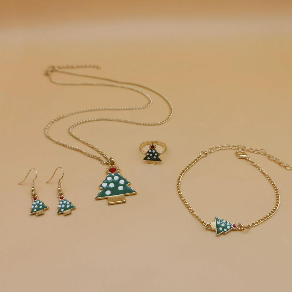 Christmas Series Jewelry Set: Santa, Reindeer, and Bell Earrings, Necklace, Bracelet, and Ring