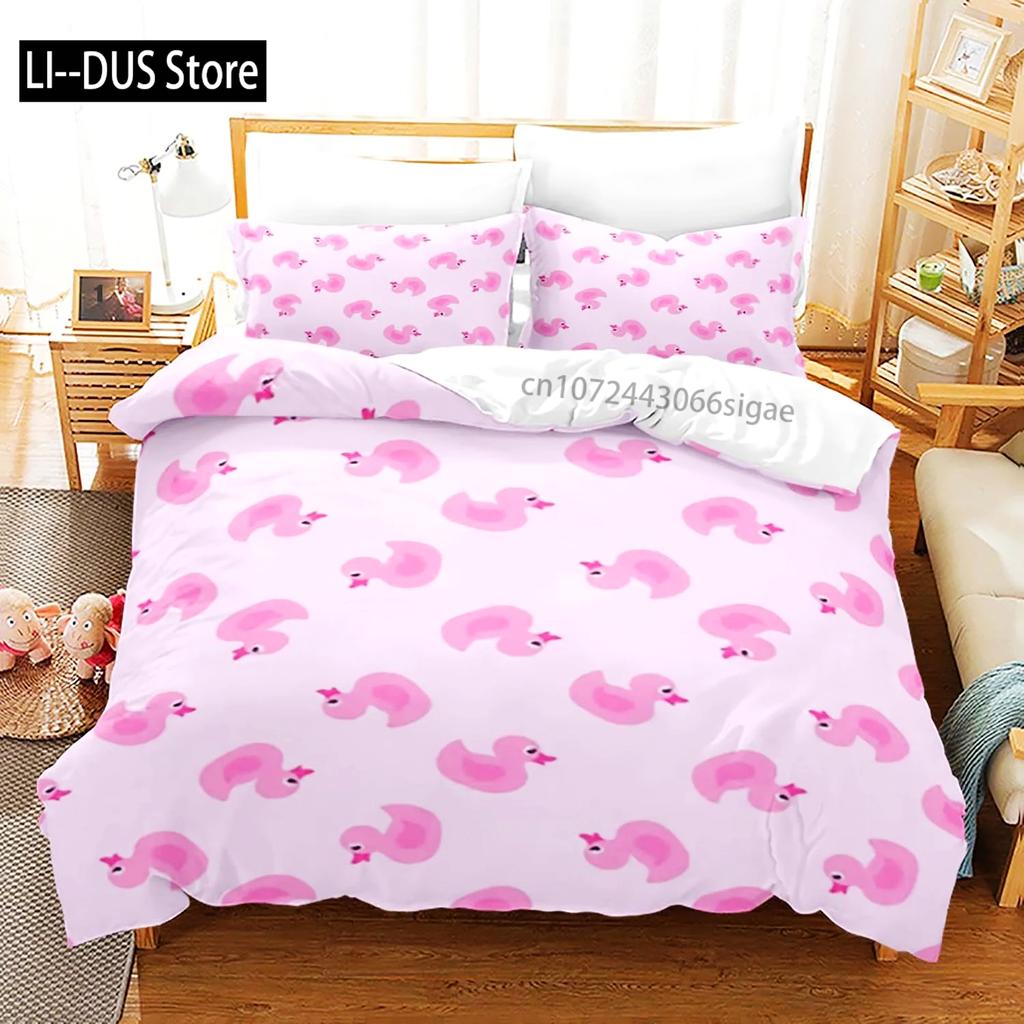 Gelbe Ente 3D-Druck Bettwäsche-Set Einzelbett Doppelbett Full Queen King Size Bettwäsche-Set für Erwachsene Kinder Schlafzimmer Bettbezug-Sets mit Kissenbezug
