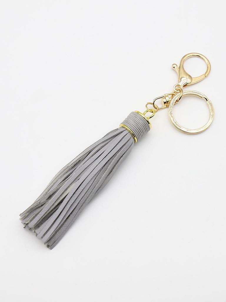 Alloy & Leather Tassel Keychain: Waxed Cord Charm for Women's Bags