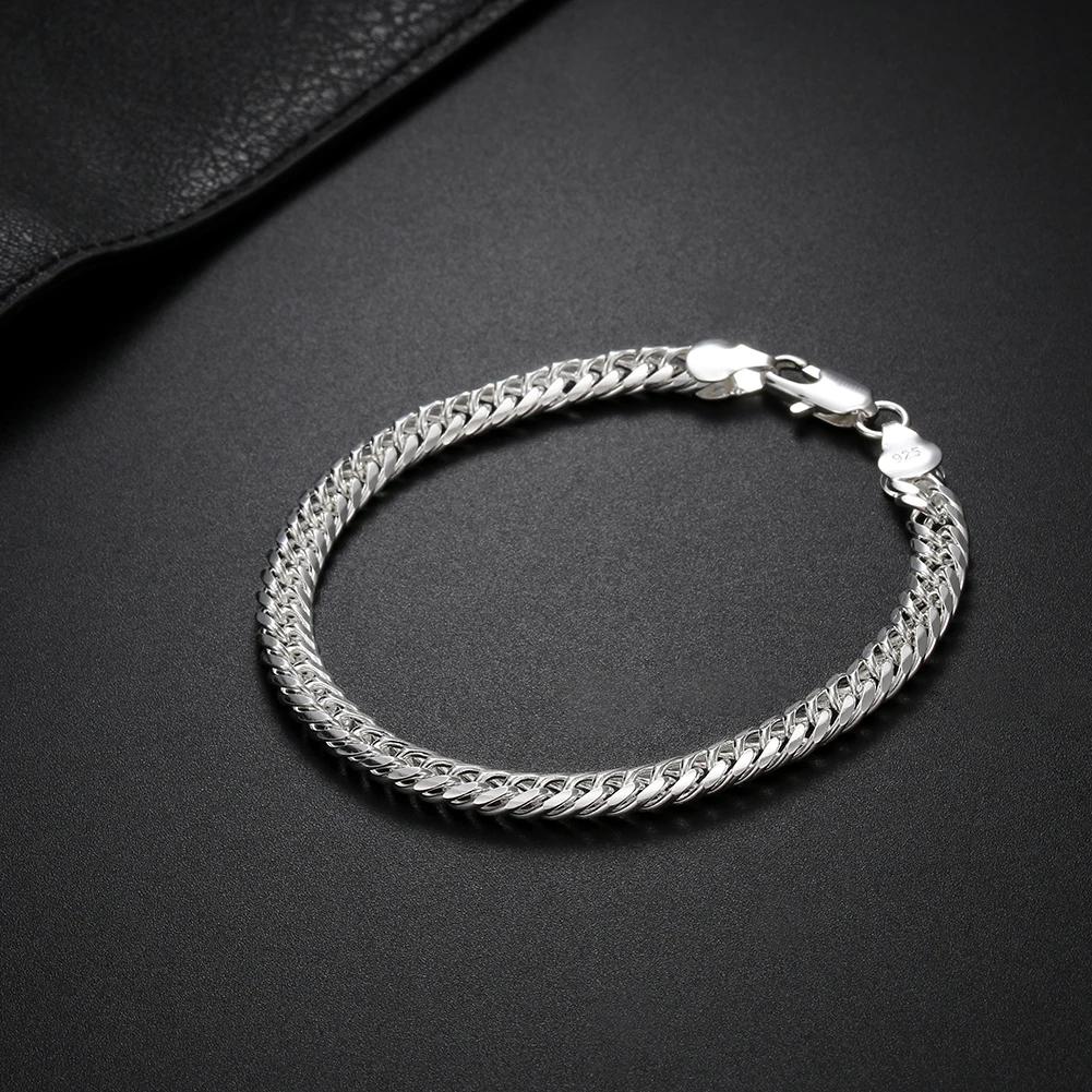 New   Copper 18K Gold charms 6MM Geometry Chain Bracelets for Women Men Fashion Wedding party Gifts Fine Jewelry