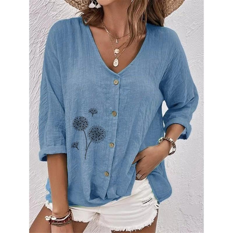 IHUASU Women's Fashion Casual Long Sleeve V-Neck Blouses & Shirts Elegant