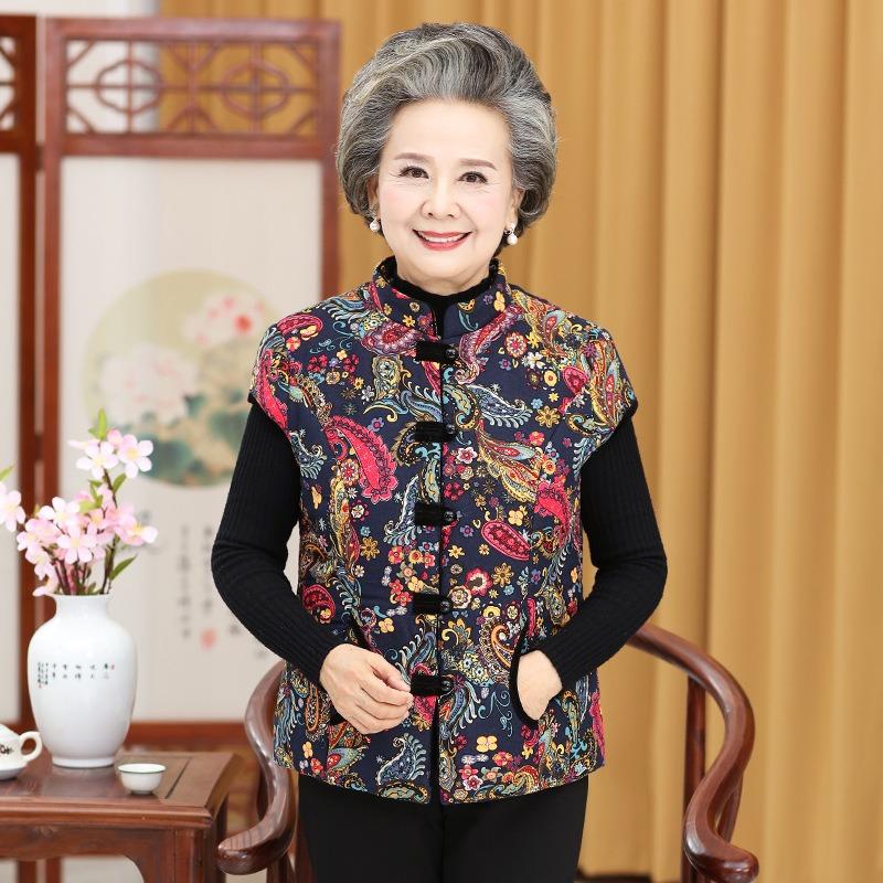

Women s vest autumn and winter vest old lady cotton vest vest jacket 4XL (recommended 135-75kg)