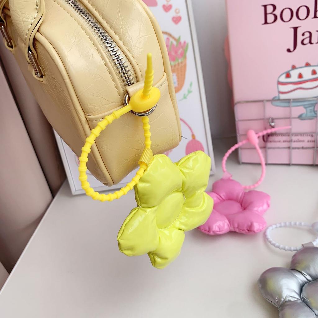 Sweet Bow Leather Cotton Filling Keychain Girl Simple Cute Backpack Pendant Earphone Box Phone Case Decoration