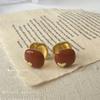 Maillard Autumn and Winter Light Luxury High-end Earrings Circle Women's Round Amber Earrings Retro Ear Clips Without Ear Piercings