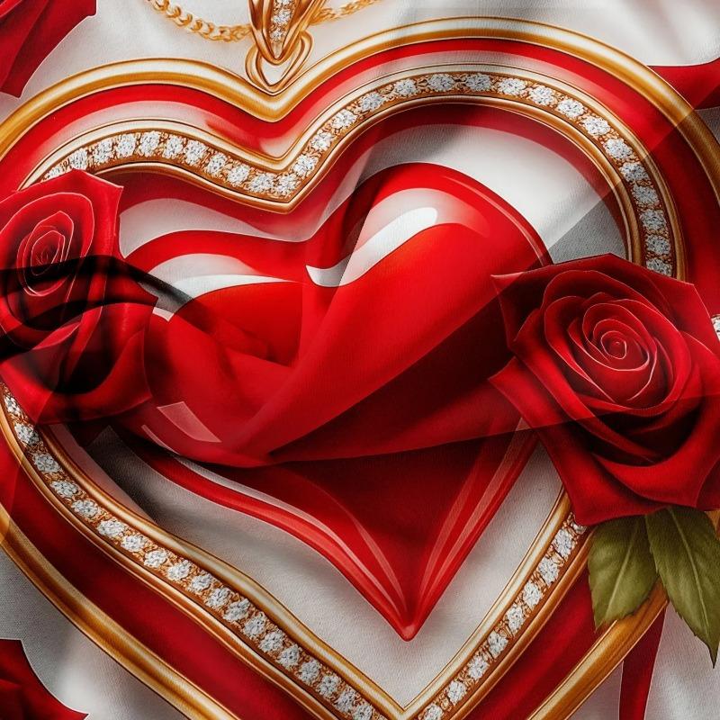 3pcs Valentine'S Day Bedding Set Romantic Heart Shaped Rose Pattern couple Duvet Cover Set Queen King Size Gifts for Lover