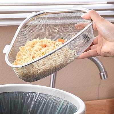 Paslanmaz Çelik Lavabo Süzgeci Sepeti - Sızdırmaz Metal Çöp Filtresi, Taze Ürünler için File Saklama Bölmeli, Kolay Temizlenir, Korozyona Dayanıklı
