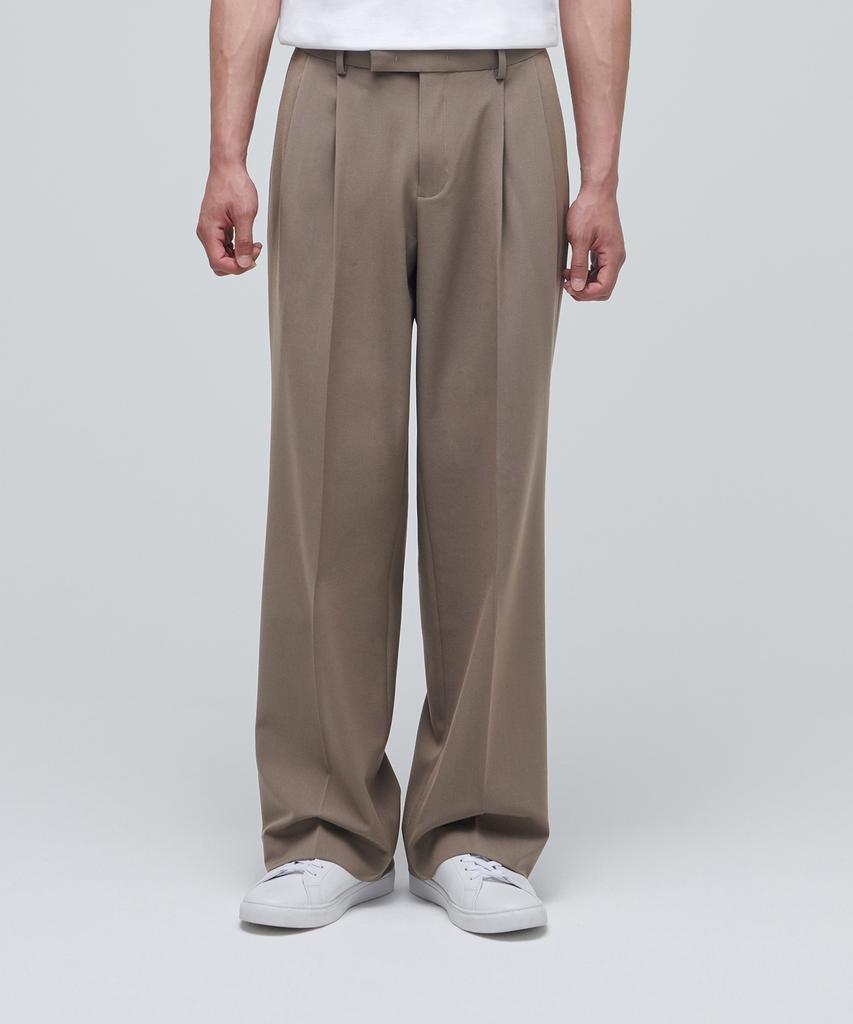 Musinsa Standard Lightweight Real Wide Hidden Banding Slacks [Dusty Beige]
