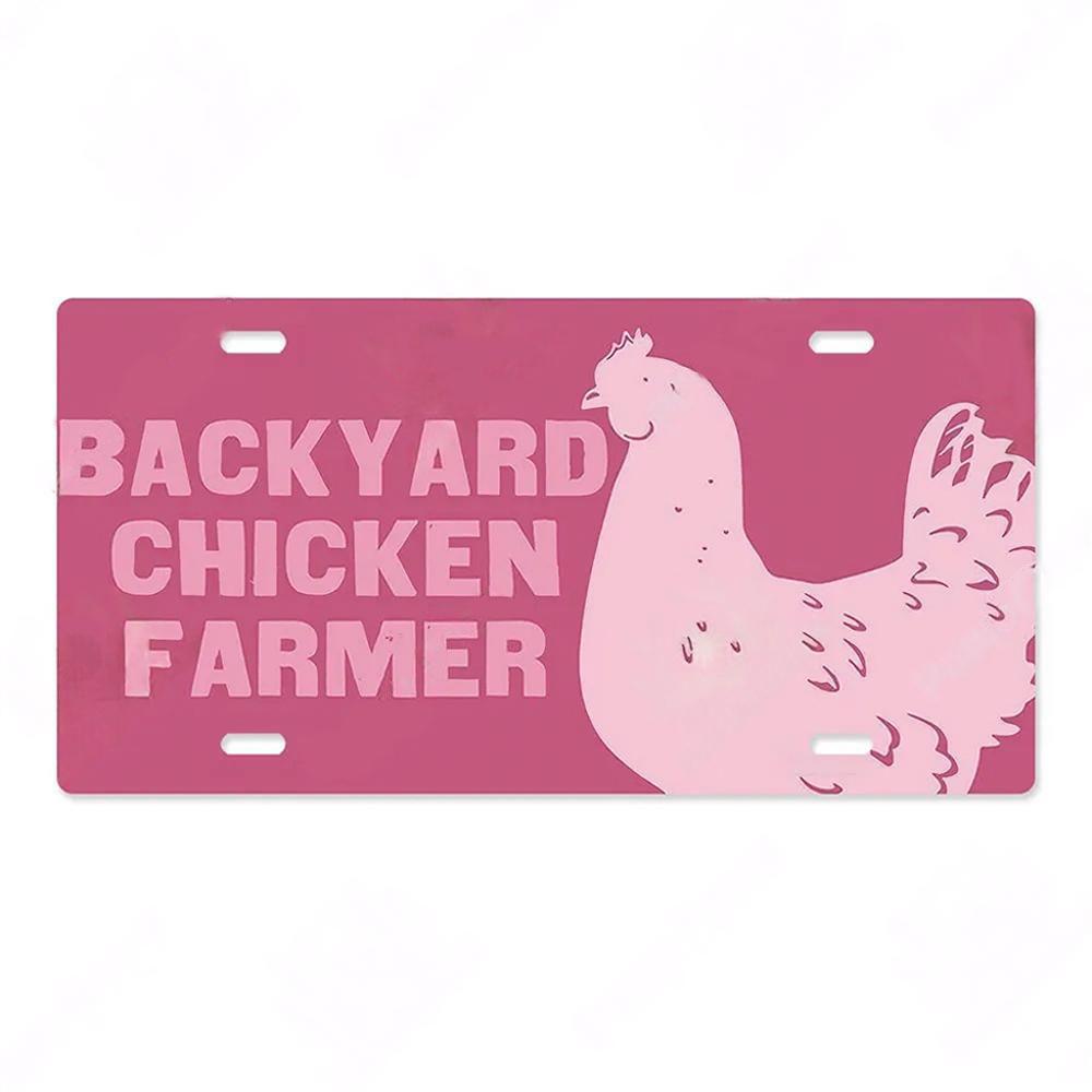 Vintage Metal Chicken Licenses Plate Signs Decor Plaque Metal Decoration for Hen House Door Farmhouse
