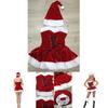 Elegant Red Velvet Sexy Women Christmas Fancy Dress Santa Claus Costume Outfit Hat