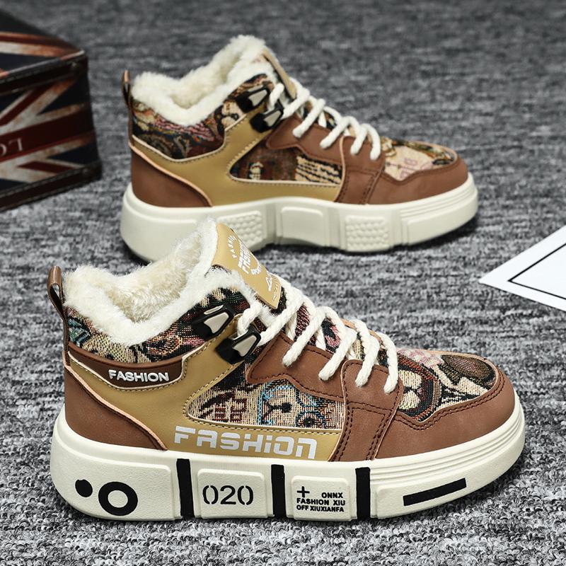 Herrenschuhe 2025 Herbst neuer Trend vielseitige Jugend Sportschuhe Winter Outdoor Samt warm zwei Baumwollschuhe