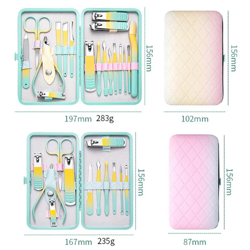 10/12/18Pcs Stainless Steel Nail Clippers Set Manicure Tools With Case
