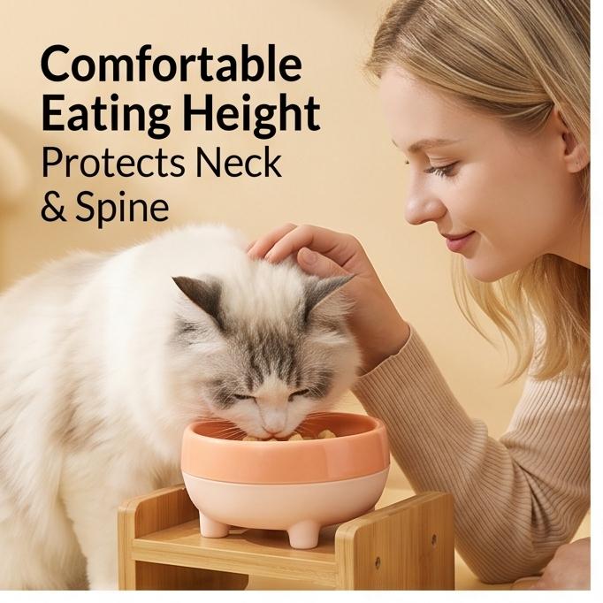 450ml Pet Bowl Flat & Slanted Neck Design Durable Cat Dog Food Water Bowl For Indoor All Season Feeding
