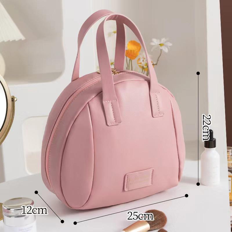 

Fashion Large Capacity Cosmetic Organizer PU Ladies Shell Travel Leather Handbag Portable Durable Zipper Cosmetic Bag Gift розовый