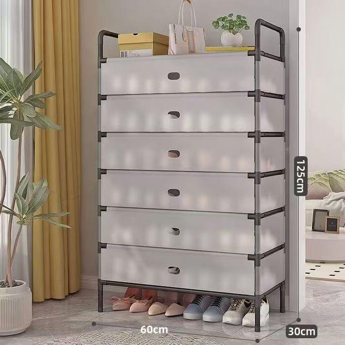 Sturdy Dustproof Multi-Layer Shoe Rack: Durable, Thickened, Large Capacity Storage Cabinet for Dorm or Rental Room.