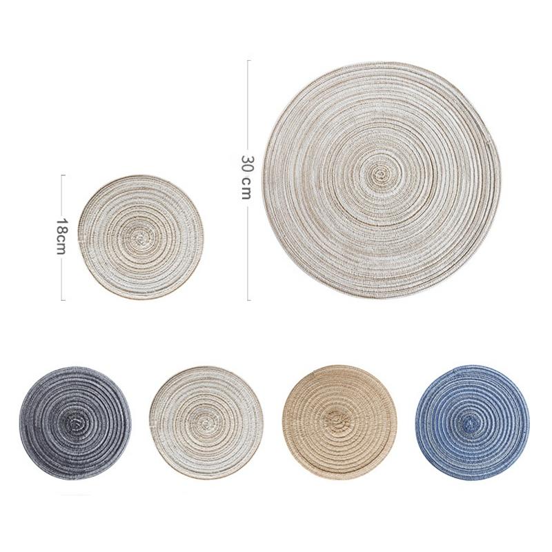 6 Stück runde Tischsets aus gewebtem Ramie, rutschfeste Esstischmatten, rutschfeste Geschirr-Schüssel-Pads, für Küche, Getränke, Tassenuntersetzer