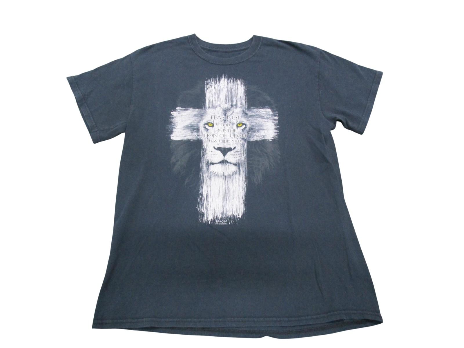 Shirt Mens Medium Black Lion Of Judah Cross Graphic Tee Christian Jesus Faith Unisex T-Shirt XXXL