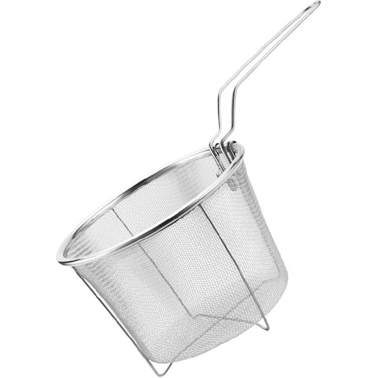 Round Wire Mesh French Fry Serving Strainer with Handle for Deep Fryer 15cm