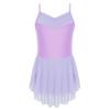 Girls Ballet Dresses Ballerina Practice Performance Ruched V Neck Spaghetti Straps Side Split Dress
