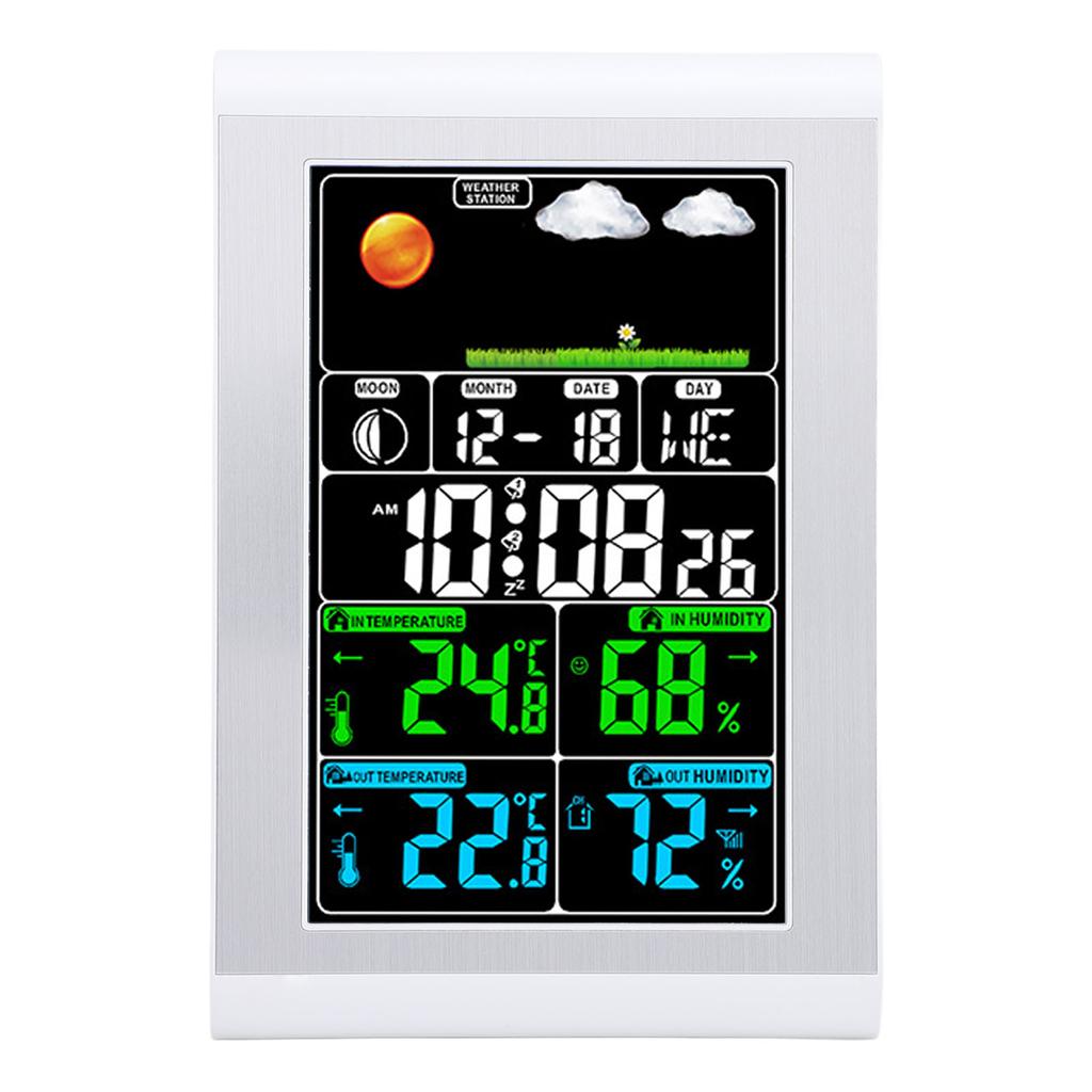 Weather Clock Wall Digital Display Garden Monitoring Indoor Outdoor Temperature Humidity Meter