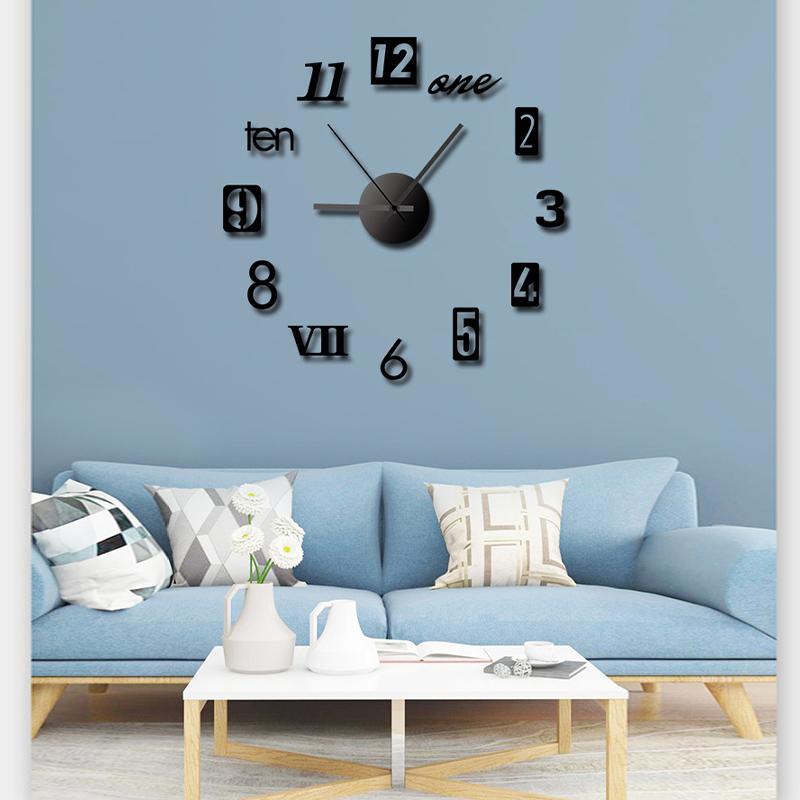 European Diy Creative Clock Simple Wall Clock Wall Punch-Free Living Room Home Bedroom Wall Sticker Silent Clock