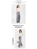 Women's Gray High Waist Wide-Leg Pants with Bow Embroidery