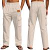 Pantaloni Casual Estivi da Uomo in Cotone e Lino - Gamba Dritta - Monocolore