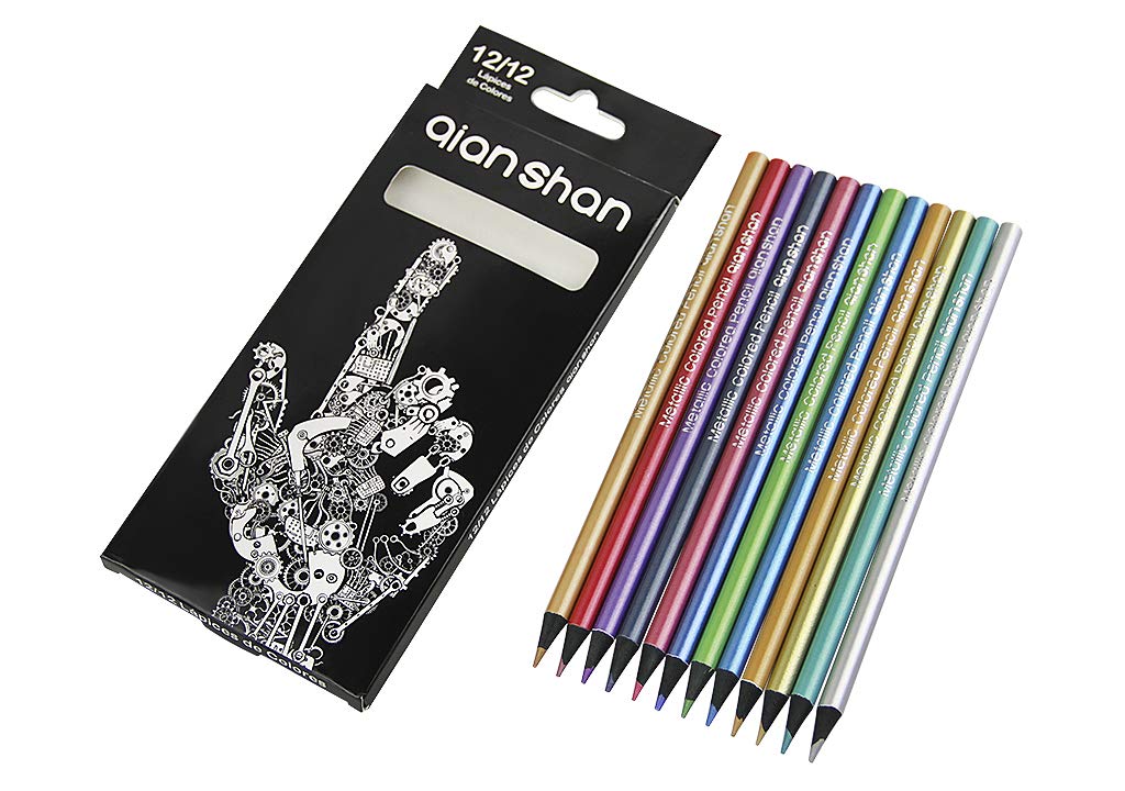 Metallic Color Pencil Vivid Colors for Photo Album Stylish Writing Instruments 12-Color Set Smooth, Drawing, Painting, Doodling, Art, Design,
